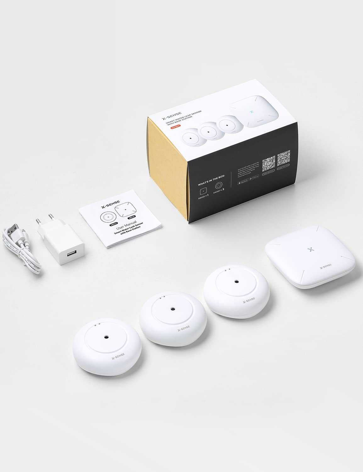 X-Sense SWS54 Smart-Wassermelder-Kit - WLAN Wassersensor-Set mit Basistation und 3 Wassermeldern Mesch Shop X-Sense SWS54 Smart-Wassermelder-Kit - WLAN Wassersensor-Set mit Basistation und 3 Wassermeldern Mesch Shop